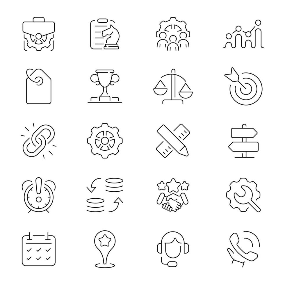 Management icons. Management line icons set. Management, business, organization related thin line icon collection. Editable stroke vector