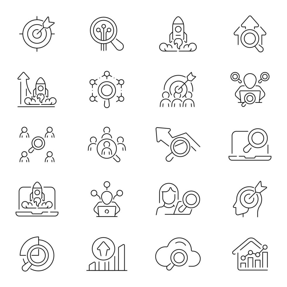 SEO icons. Search engine optimization line icon set. SEO icons. SEO, website, business, optimization, promotion related thin line icon collection. Editable stroke vector
