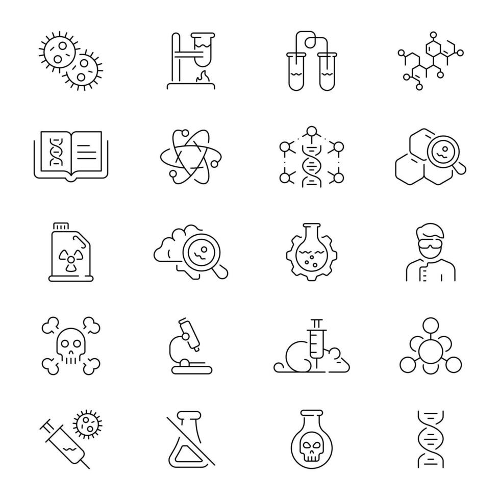 Laboratory Scientific Outline Icon Set vector