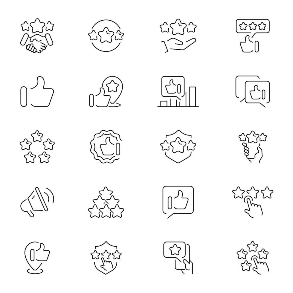 Customer Satisfaction and Review Outline Icons Set vector