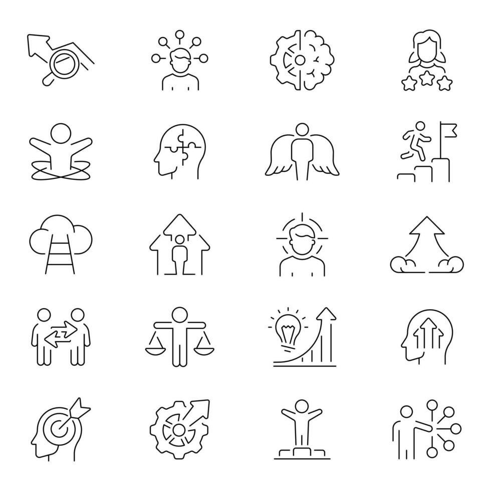 Personal Growth Outline Icon Set vector