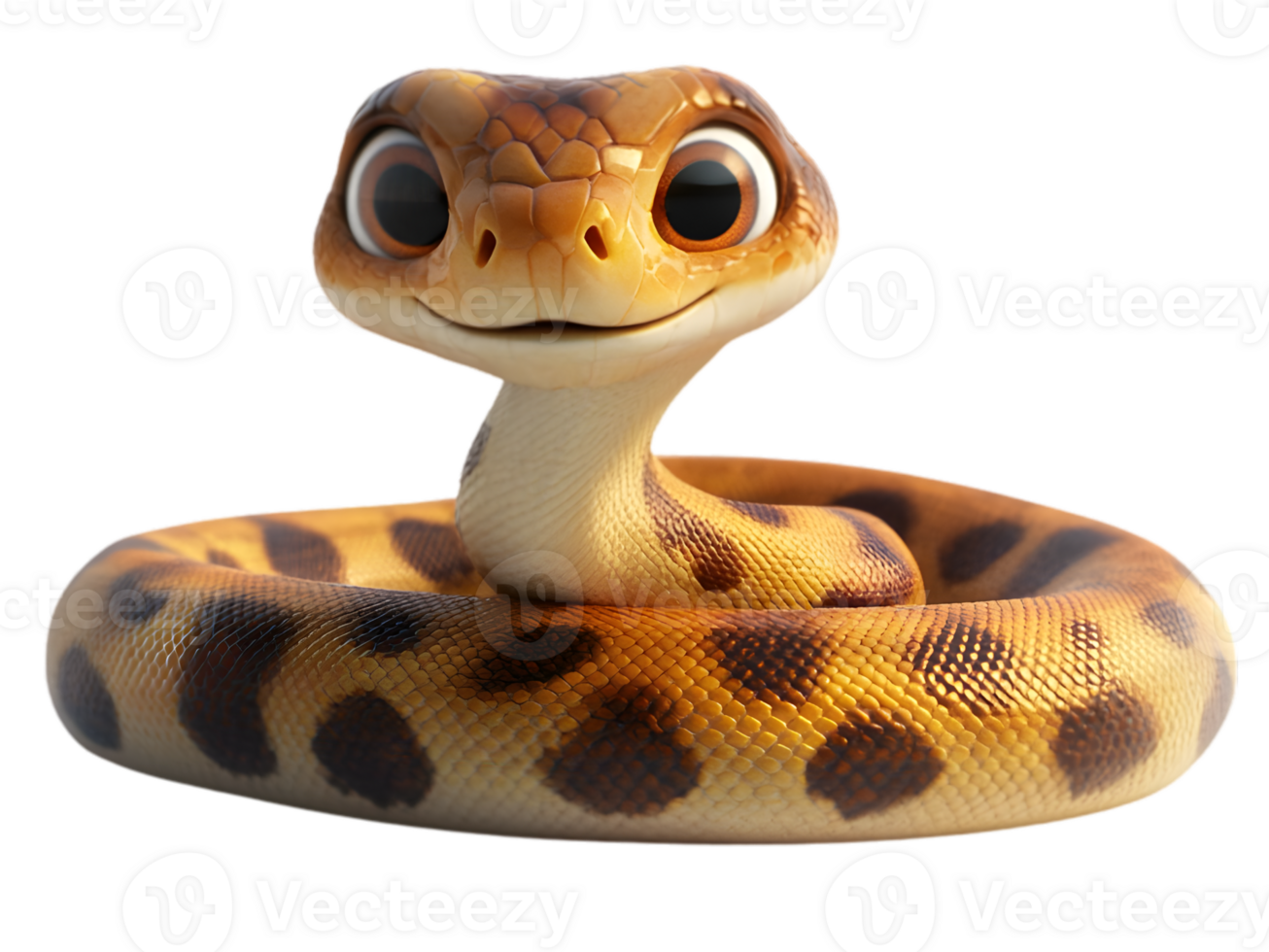 Cartoon Snake With Happy Expression png