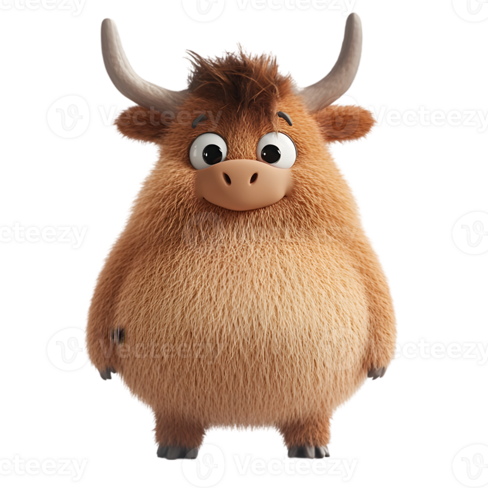 Cartoon Yak Character Standing Pose png