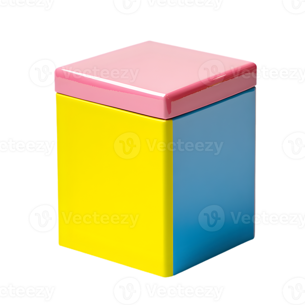 Colorful Square Storage Box With Pink Lid png