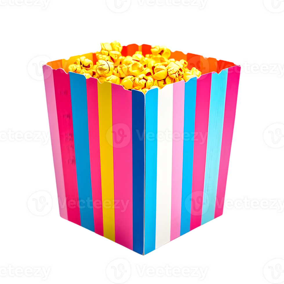 Colorful Striped Popcorn Box png