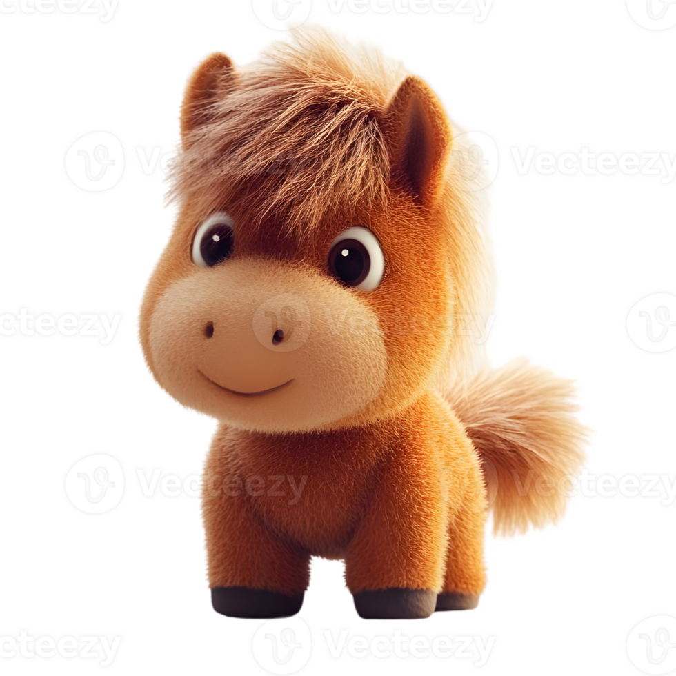 Cute Brown Plush Horse Toy png
