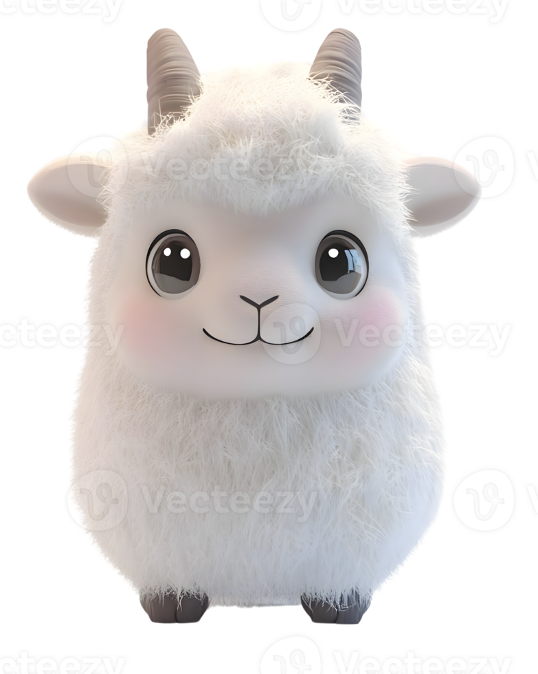 Adorable Fluffy White Sheep Figurine png