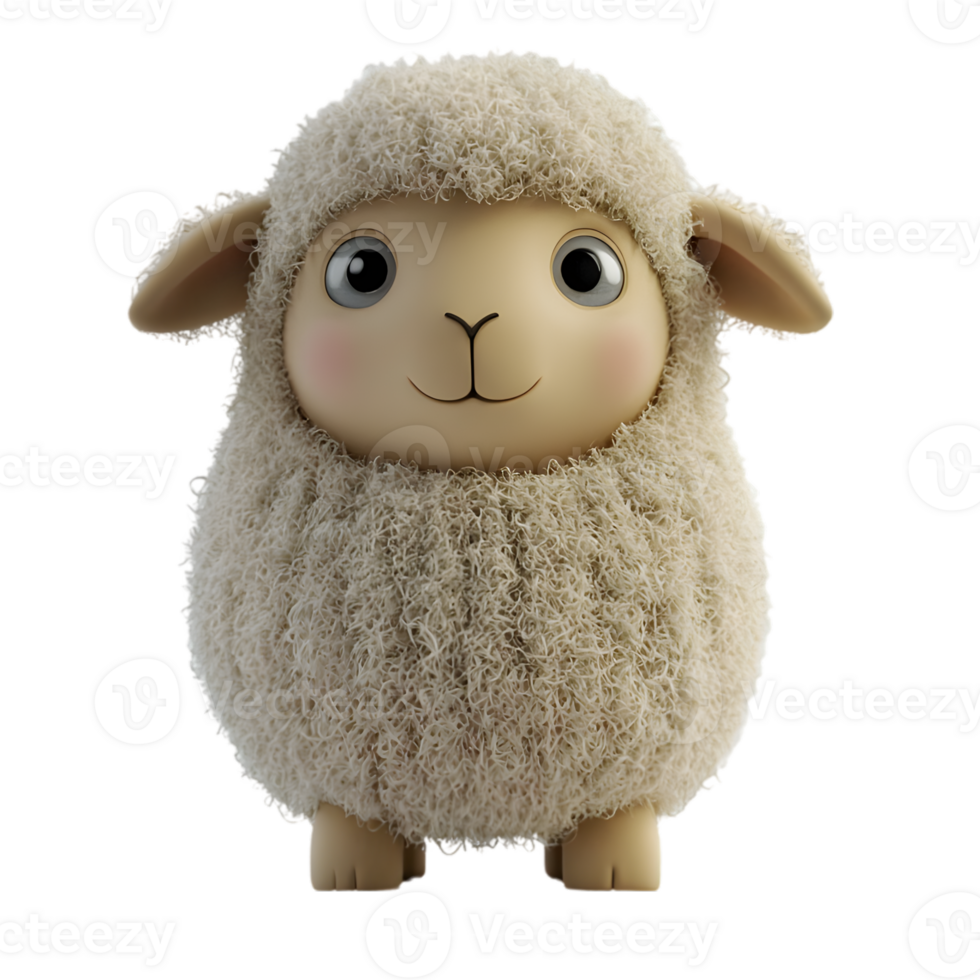 Cute Fluffy 3D Cartoon Sheep png