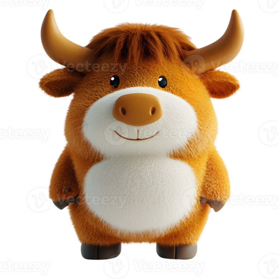 Cute Plush Yak Character Design png
