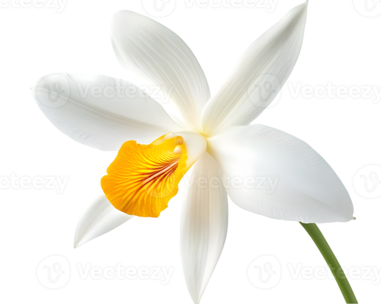 Elegant White Orchid with Yellow Accent png
