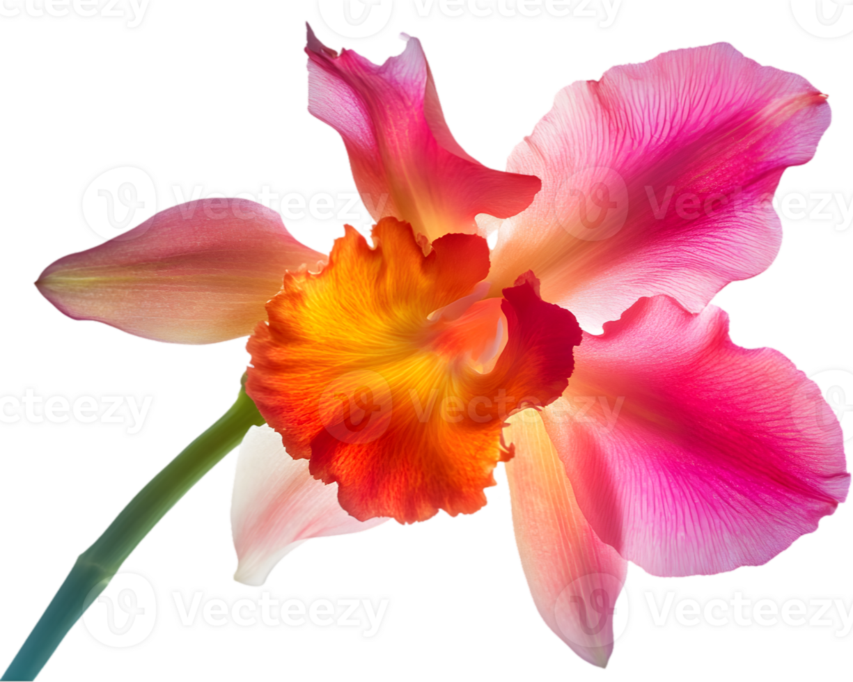Closeup Pink And Orange Orchid Flower png