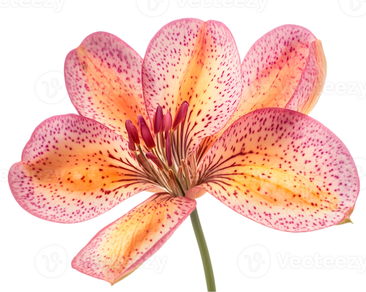 Closeup View Of A Pink And Orange Lily Flower png