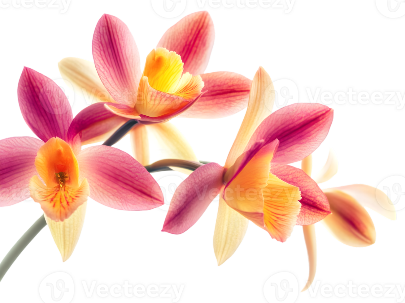 Closeup View Of Pink And Orange Orchid Flowers png