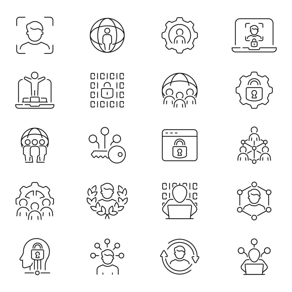 User account icon set. Profile management symbols vector