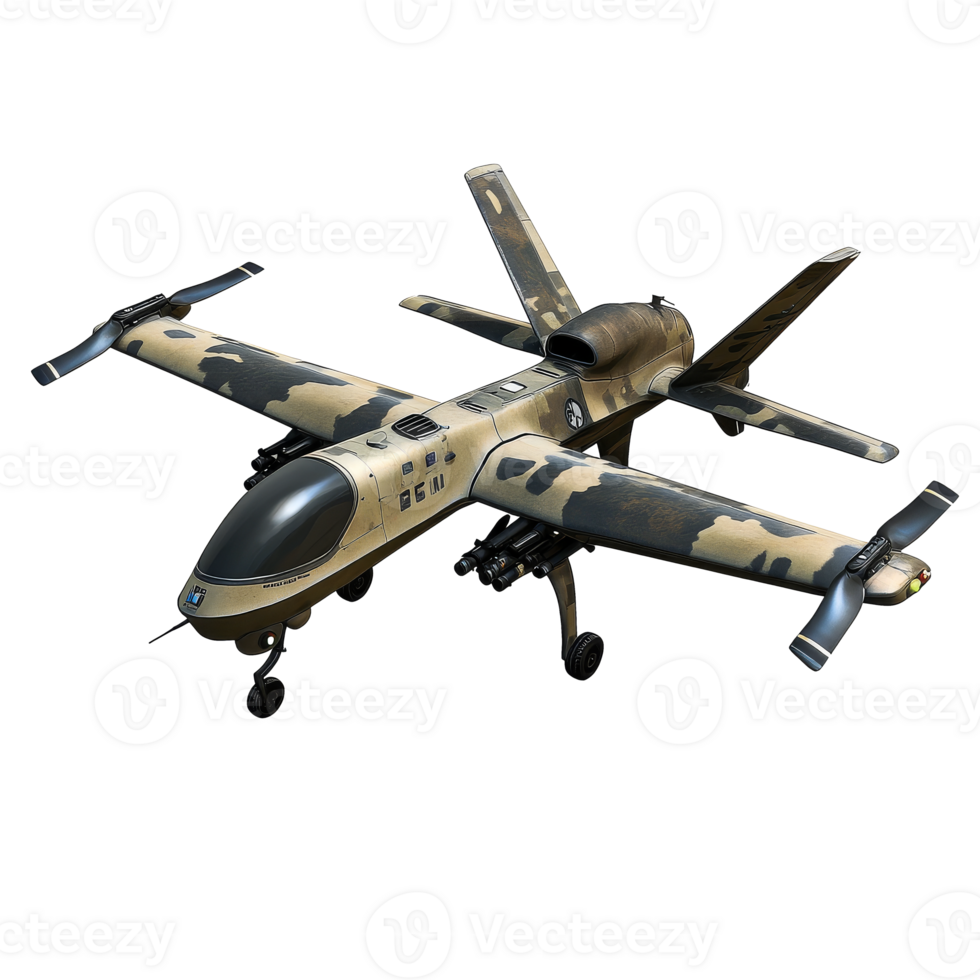 Advanced Military Drone With Green Camouflage And Missiles png