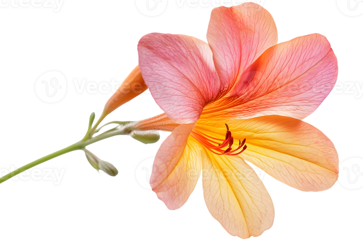 Pastel Pink And Orange Flower Closeup png