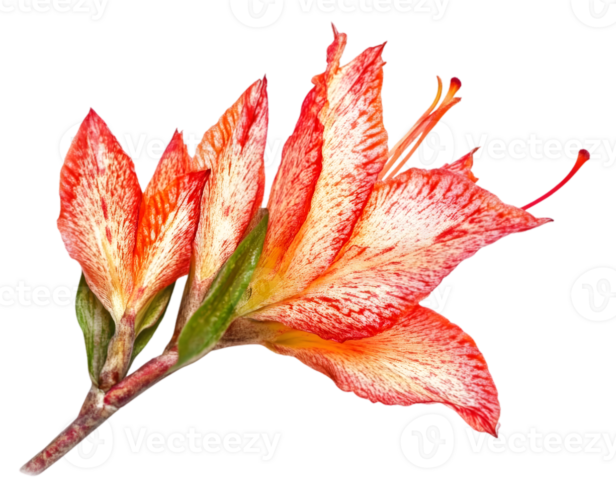 Orange And Red Azalea Flower Branch Closeup png