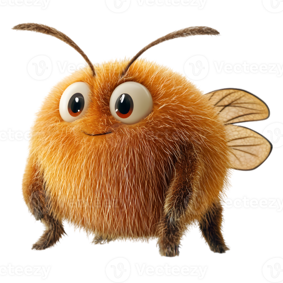 Fluffy Orange Cartoon Bee Character png