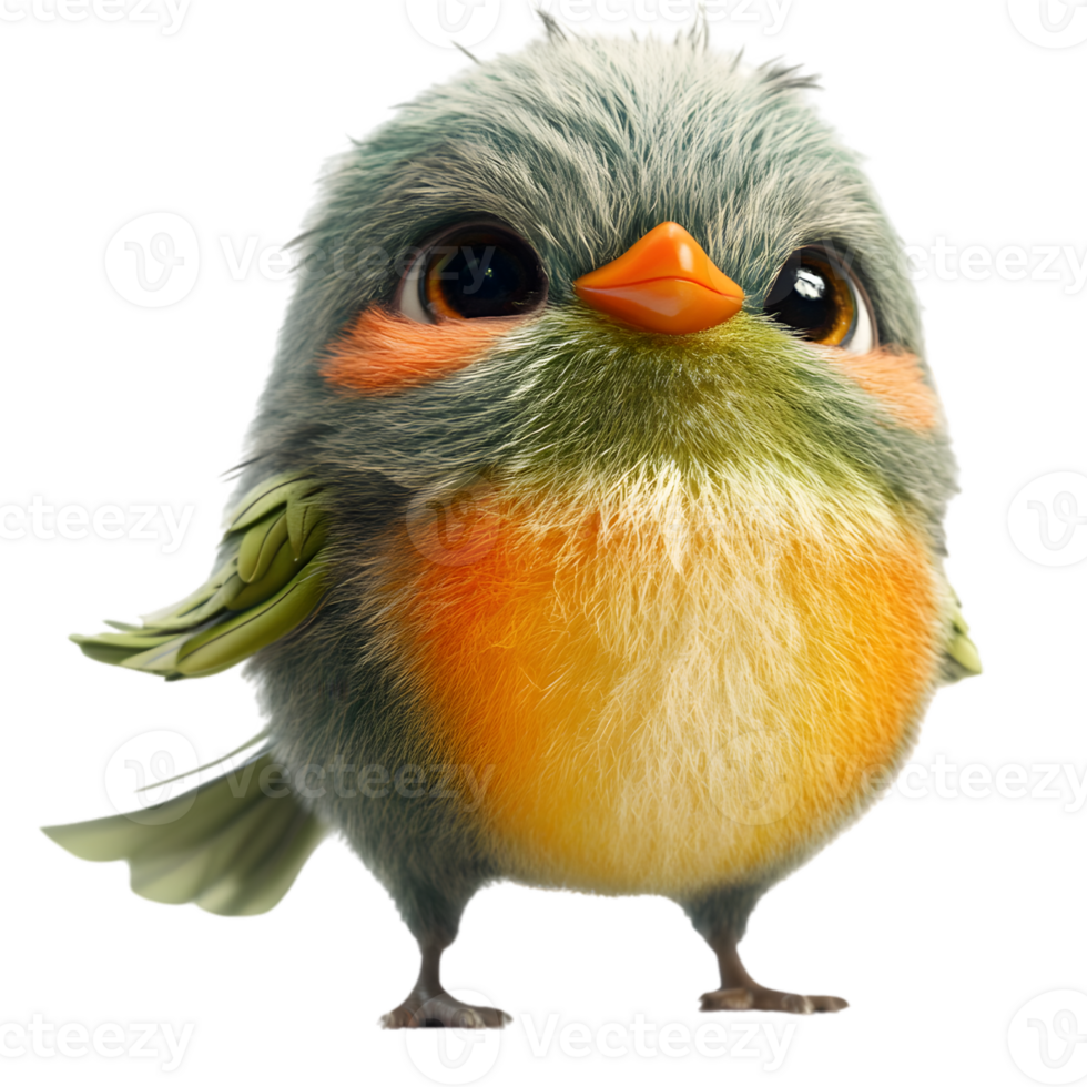 Fluffy Cute Animated Bird Illustration png