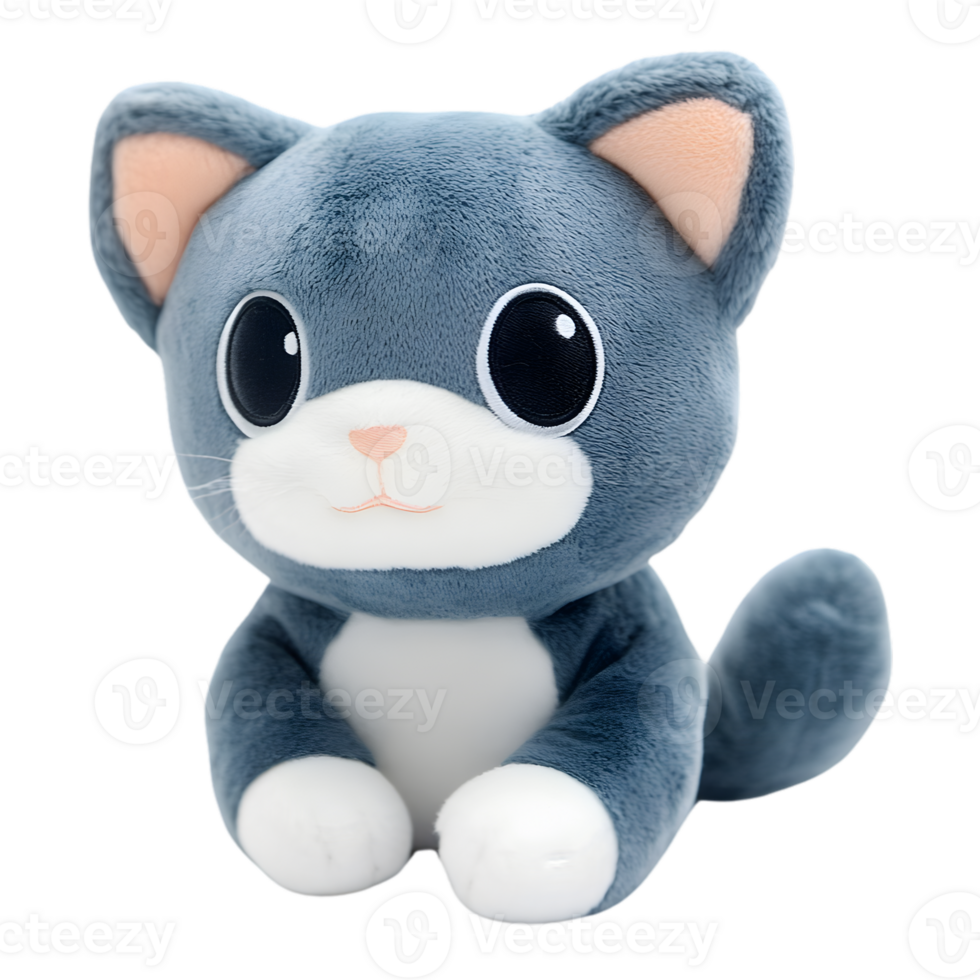 Gray And White Plush Cat Toy png