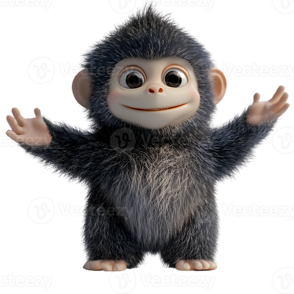 Cute Cartoon Monkey With Arms Outstretched png