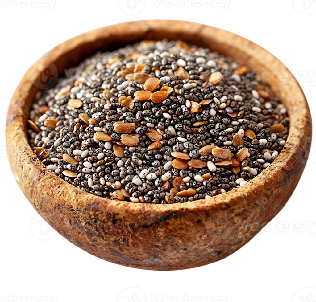 Mix Seeds In Wooden Bowl png