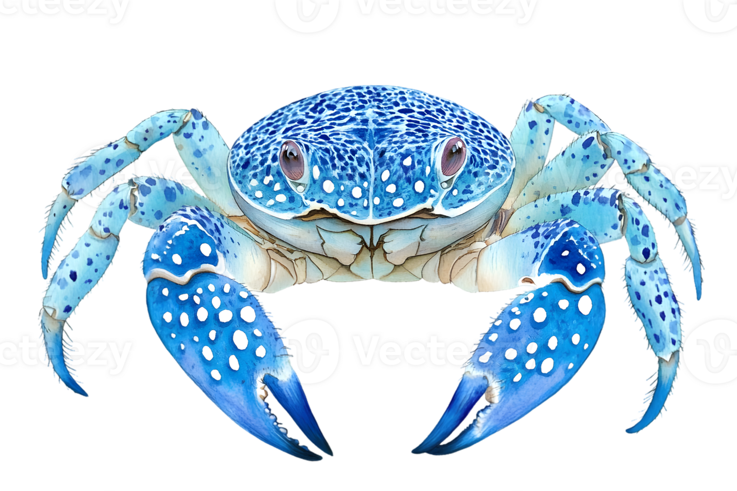 Detailed Vivid Blue Crab with Spots png