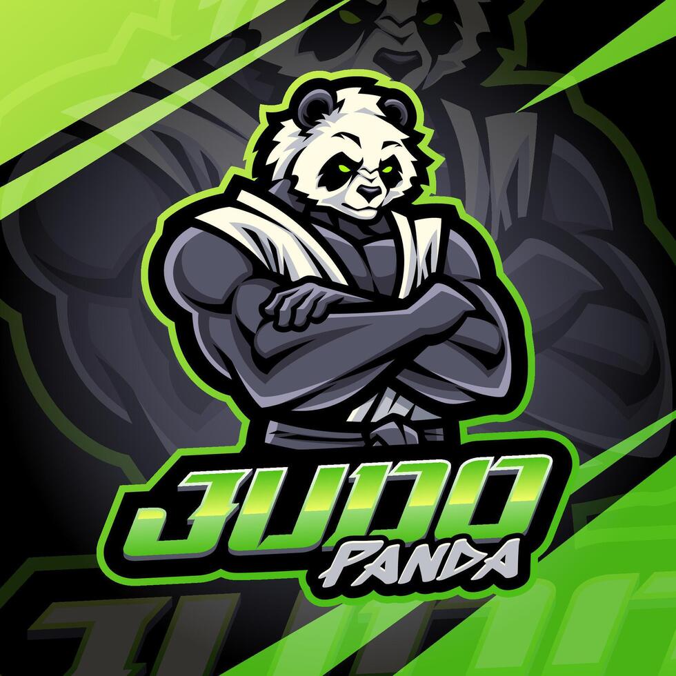 Judo panda esport mascot logo design vector
