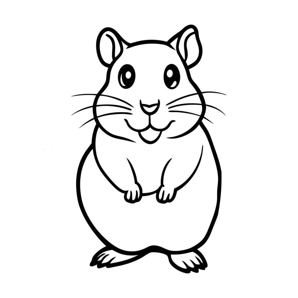 Cute Hamster Outline Illustration for Coloring Book Adorable Small Pet Line Art for Kids and Adults vector