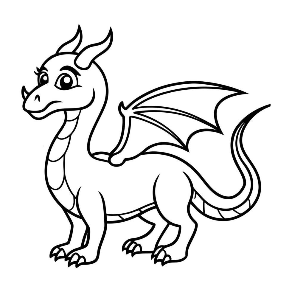 Mystical Dragon Outline Illustration for Coloring Book vector