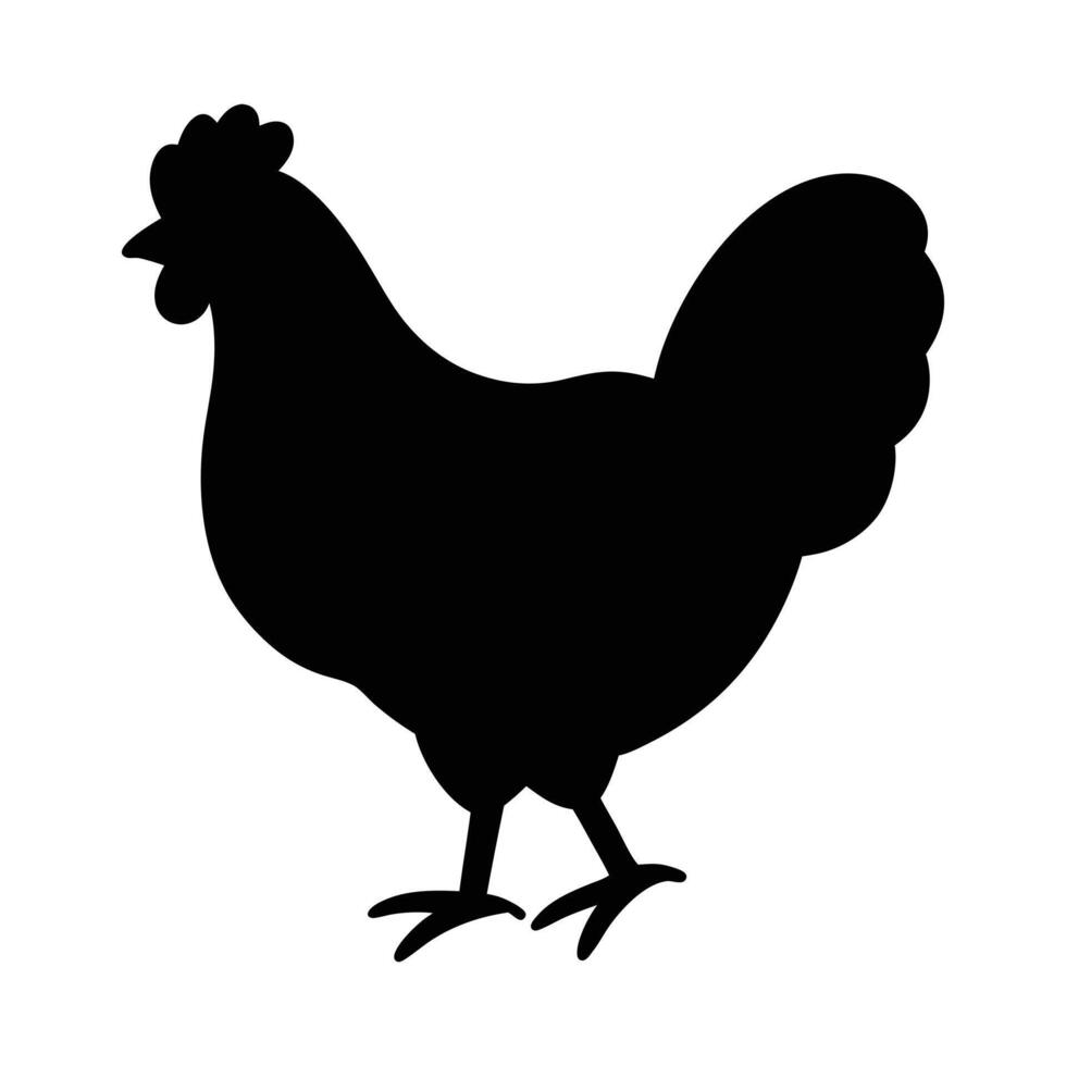 Black Hen Silhouette Illustration of a Standing Chicken vector