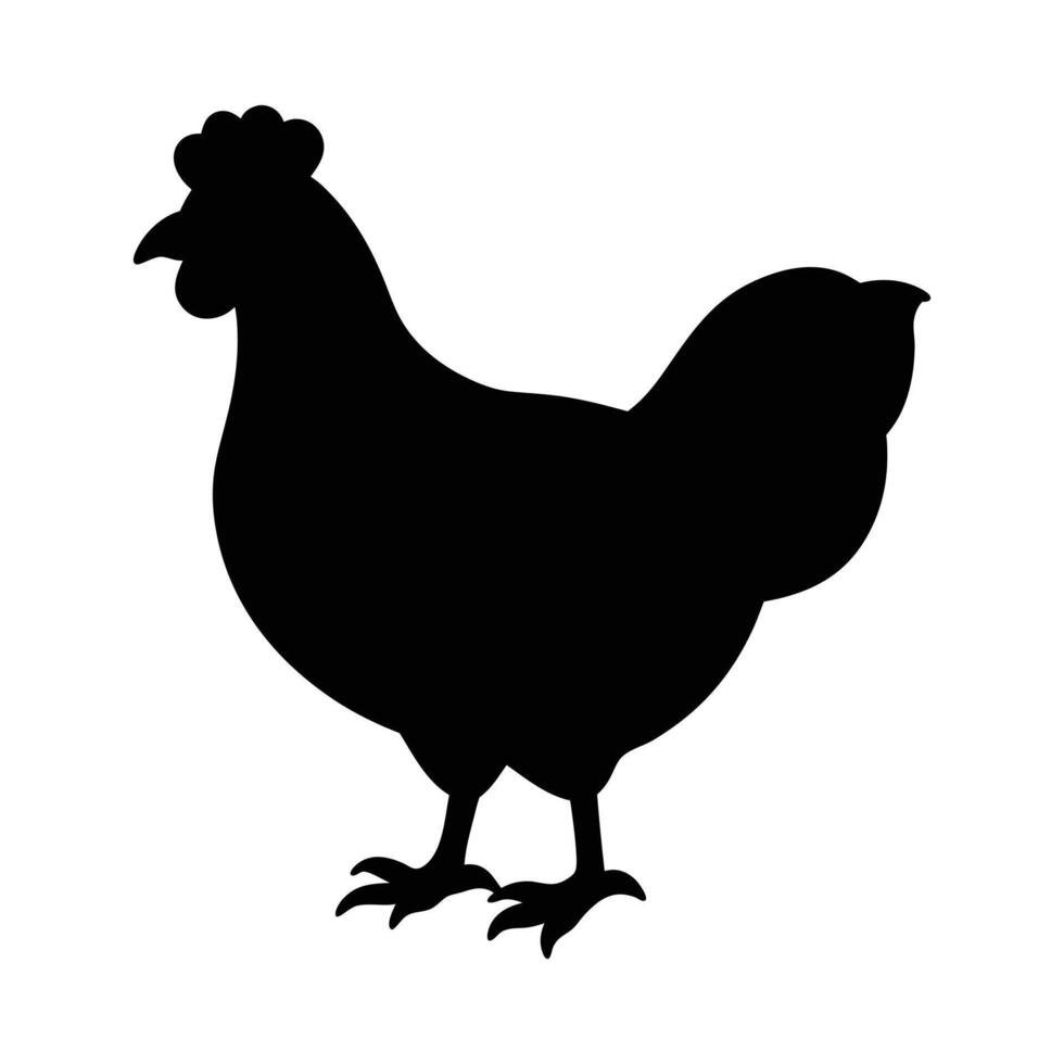 Black Hen Silhouette Illustration of a Domestic Chicken vector