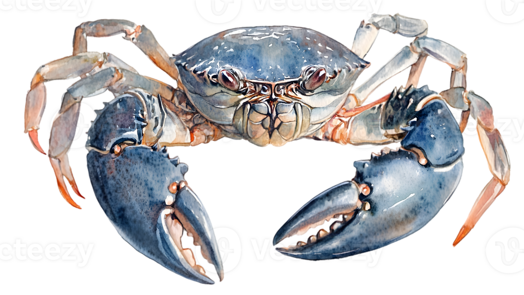 Detailed Watercolor Illustration Of A Blue Crab png