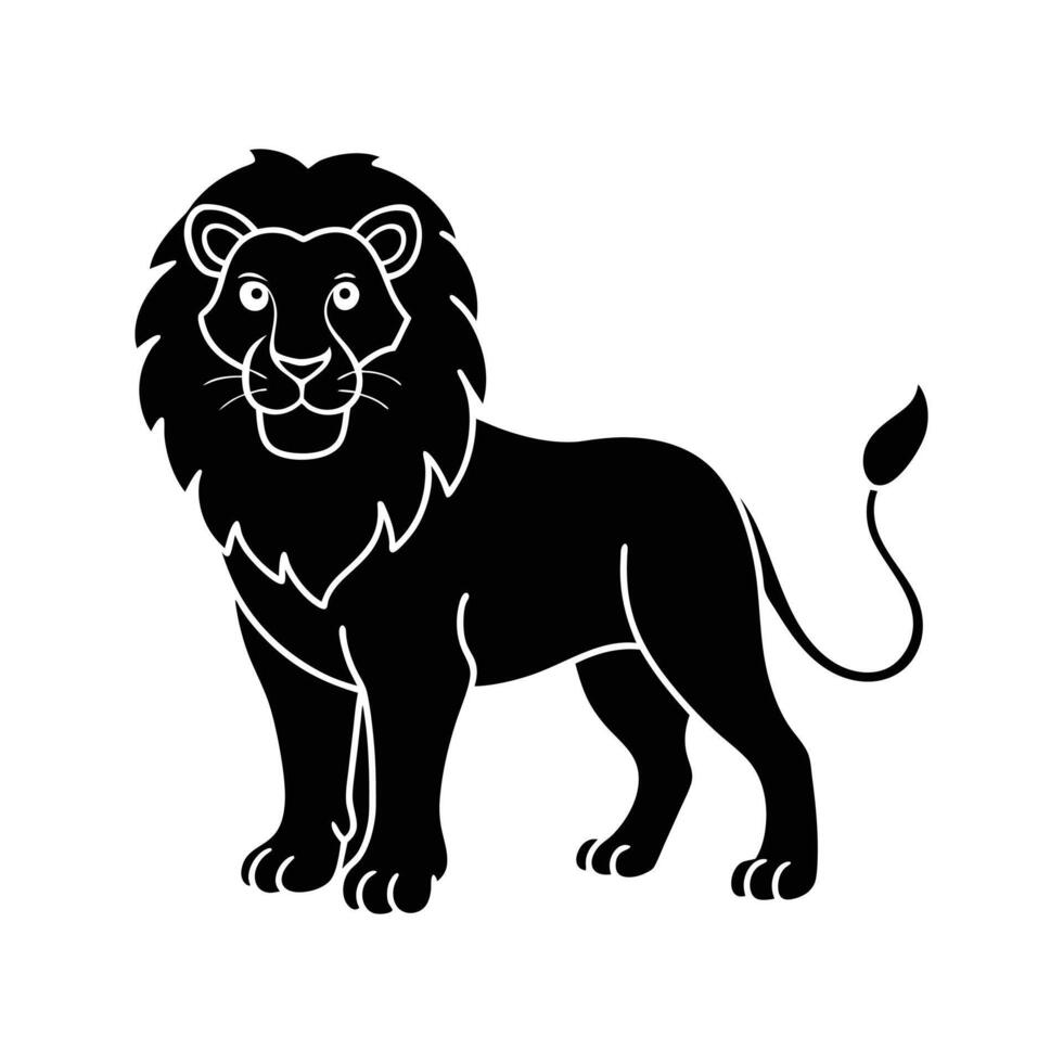 Lion Silhouette Illustration of a Majestic Roaring Lion Standing in Profile vector
