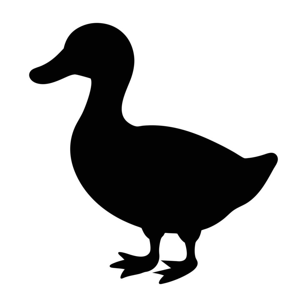 Duck Silhouette Illustration of a Domestic Waterfowl Standing on Land vector