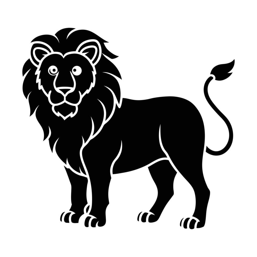 Lion Silhouette Illustration of a Majestic Roaring Lion Standing vector