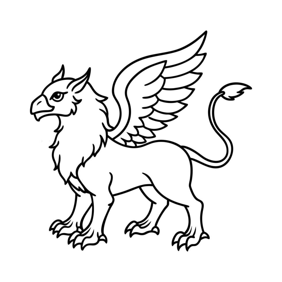 Legendary Griffin Outline Illustration for Coloring Book vector