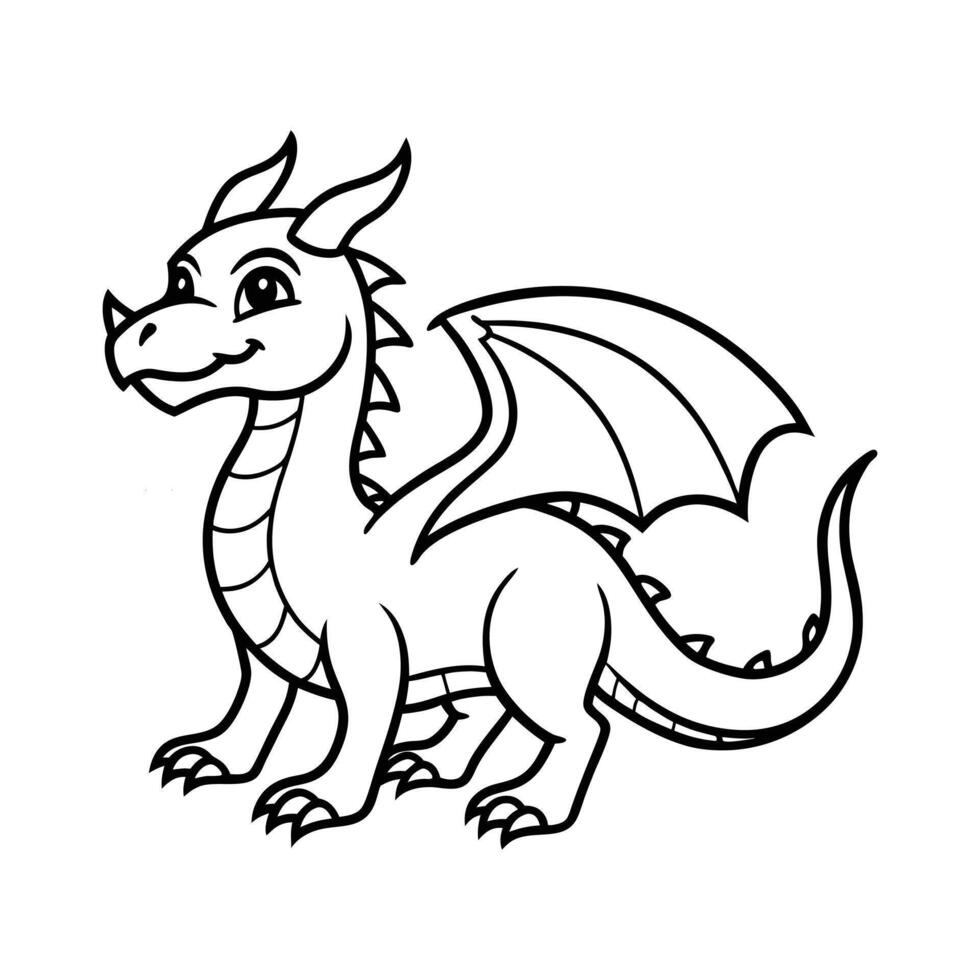 Dragon Outline Illustration for Coloring Book vector