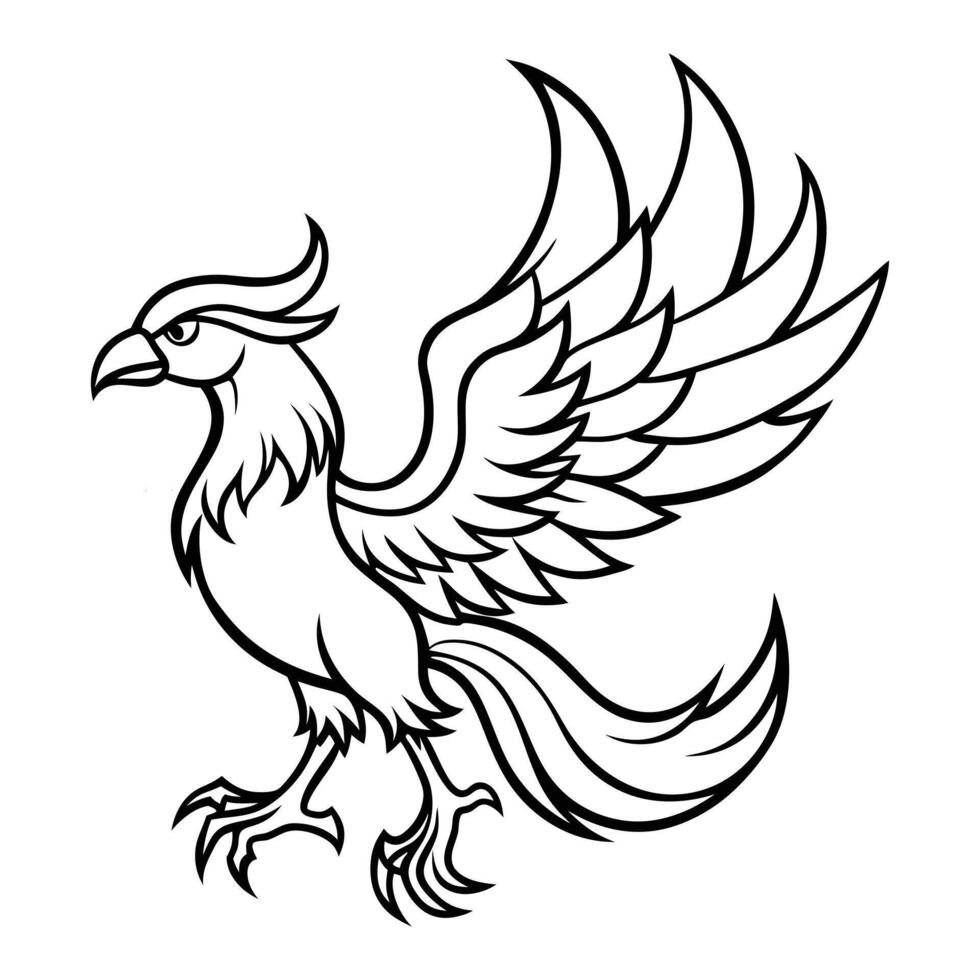 Phoenix Outline Illustration for Coloring Book vector