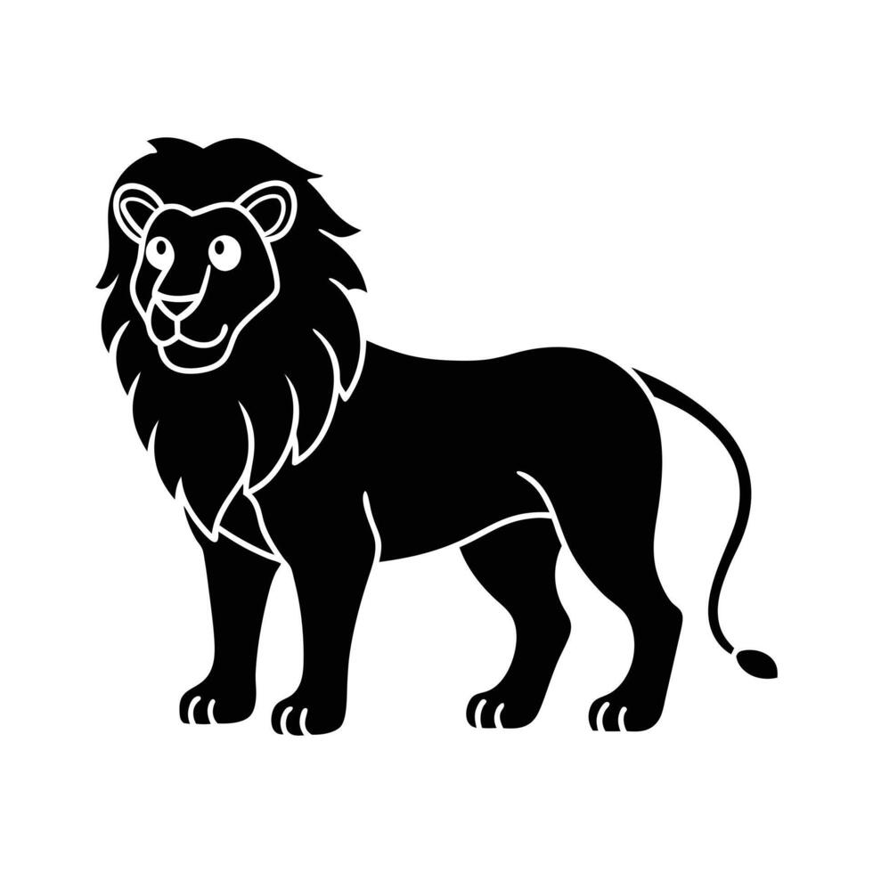 Lion Silhouette Illustration of a Roaring Lion Standing in Profile vector