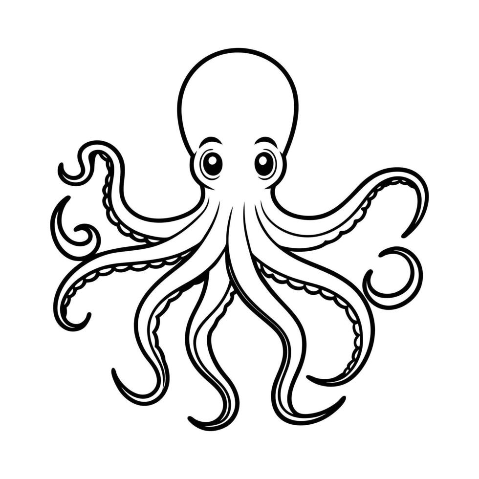 Octopus Outline Illustration for Coloring Book vector