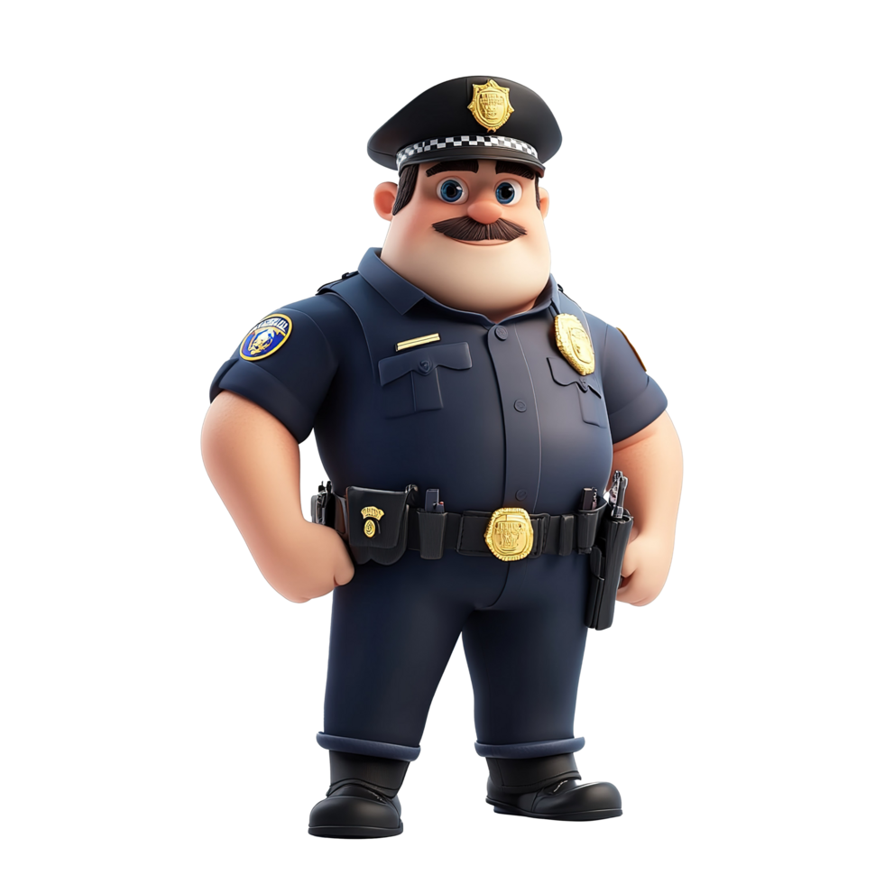 A cartoon police officer standing with his hands on his hips png