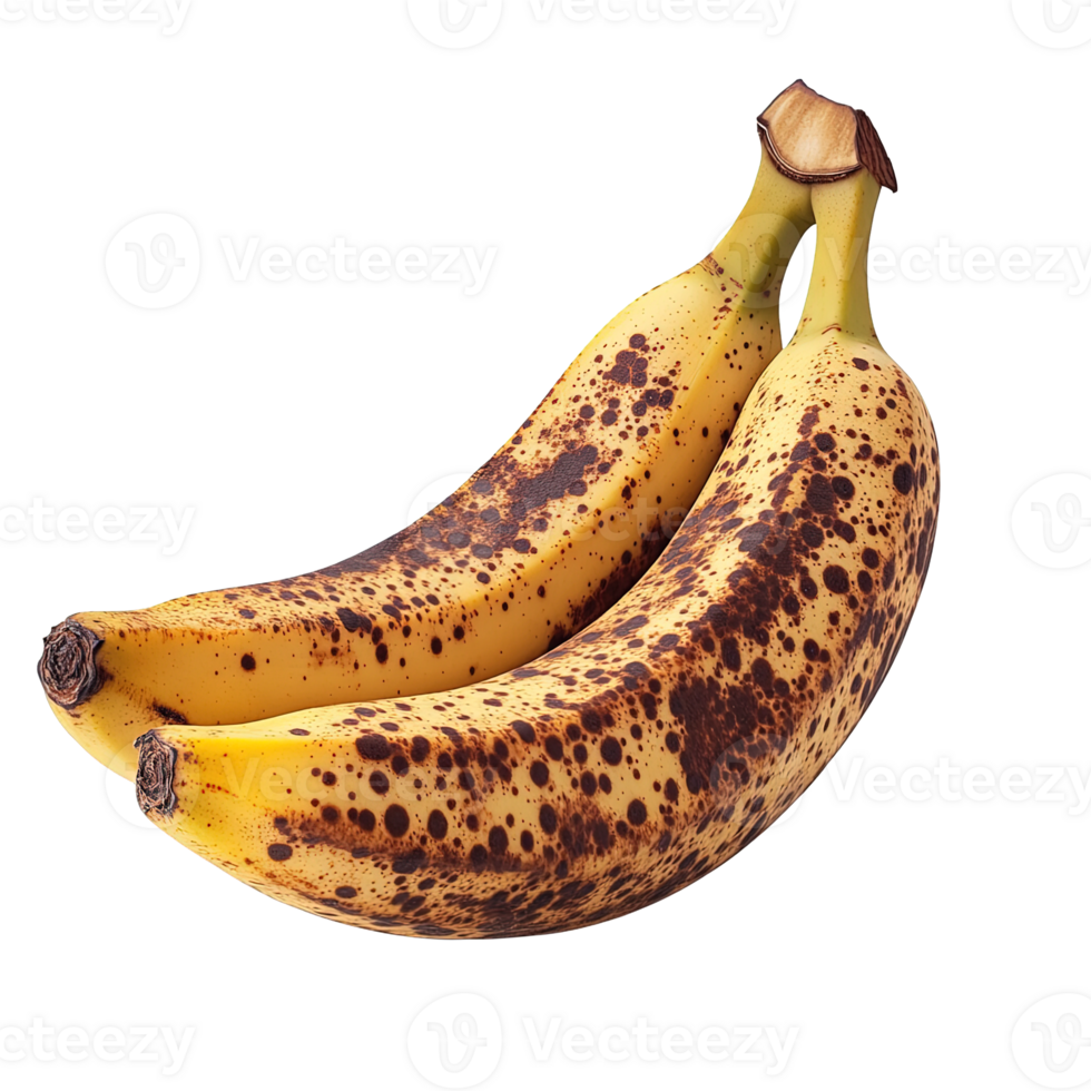 Overripe Banana with Brown Spots on Yellow Skin Isolated on Transparent Background png