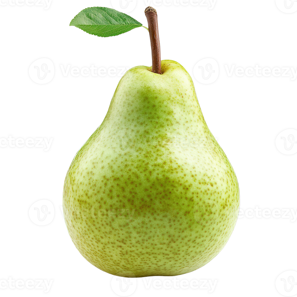 Whole Pear Displaying Freshness and Vibrant Green Skin Isolated on Transparent Background png