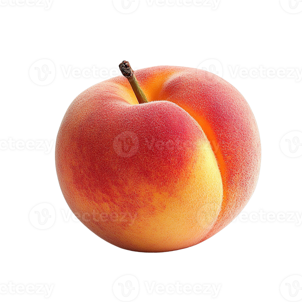 Juicy Peach Fruit with Vibrant Colors and Natural Texture Isolated on Transparent Background png