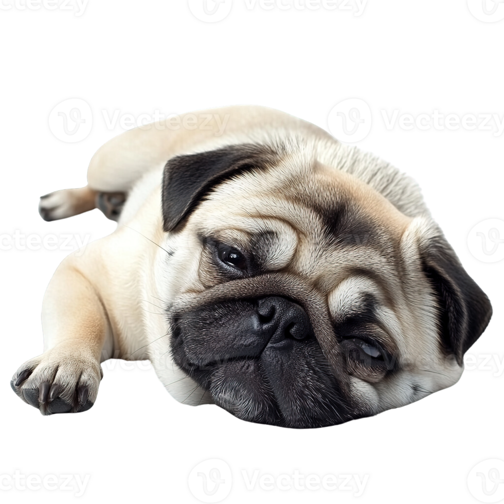 Pug Dog Lying on the Floor with Their Iconic Wrinkly Face png