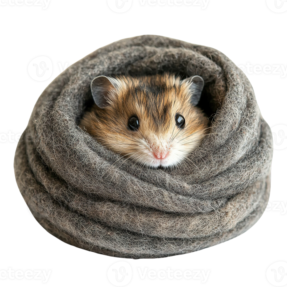 Adorable Hamster Snuggled Inside a Soft and Cozy Nest Isolated on Transparent Background png