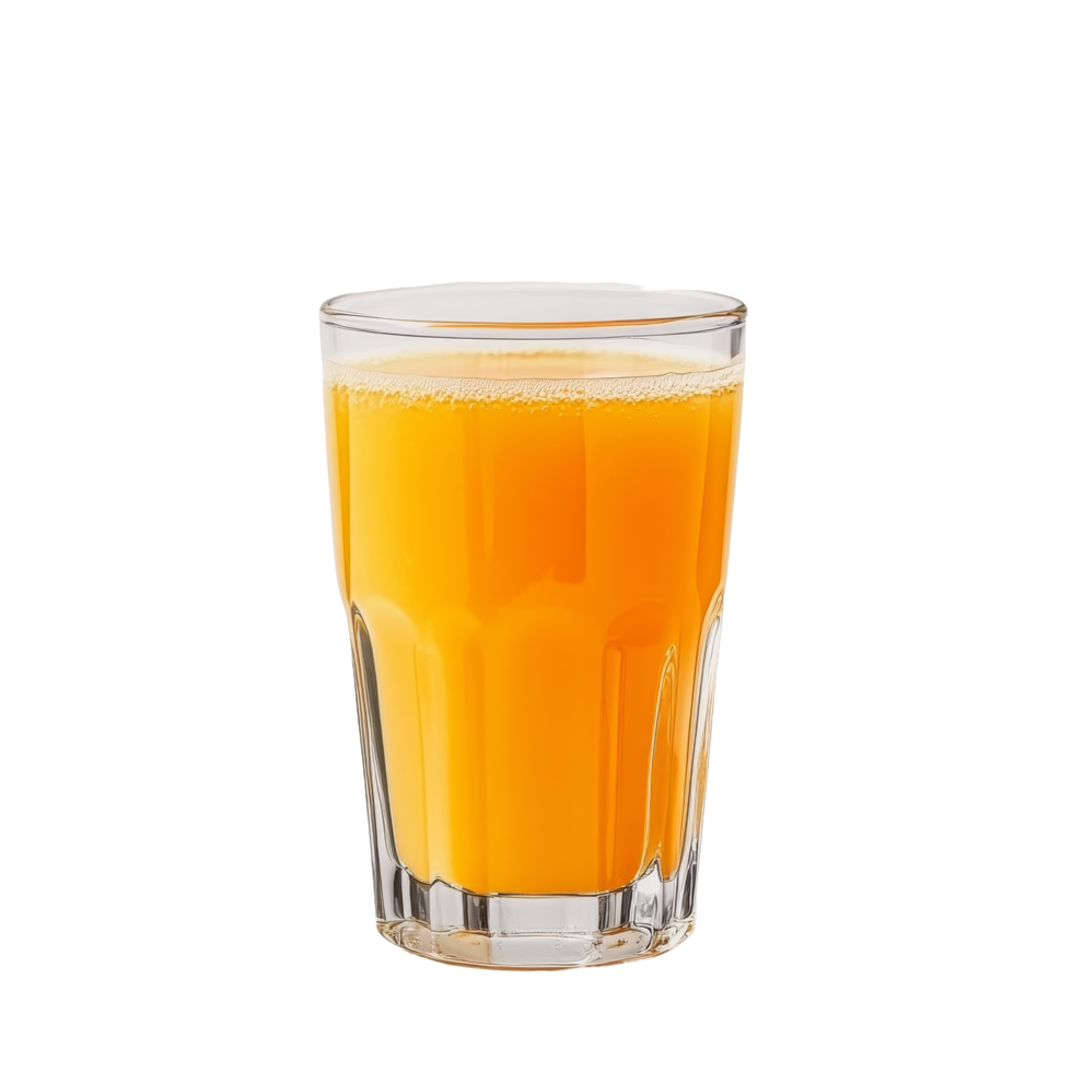 A refreshing glass of fresh orange juice presented against a minimalistic background for a vibrant and healthy drink, Glass of fresh orange juice isolated png