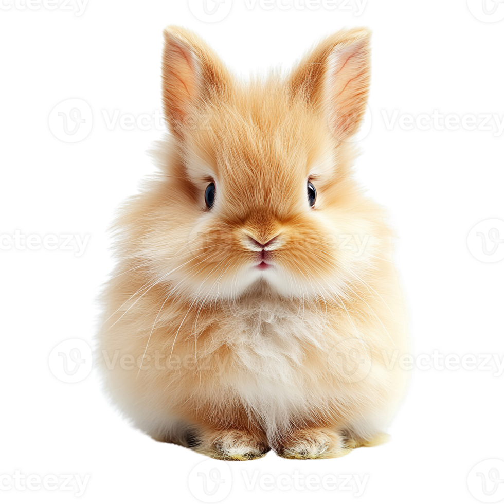 Cute and Cuddly Rabbit with Thick Furry Coats Sitting Still Isolated on Transparent Background png