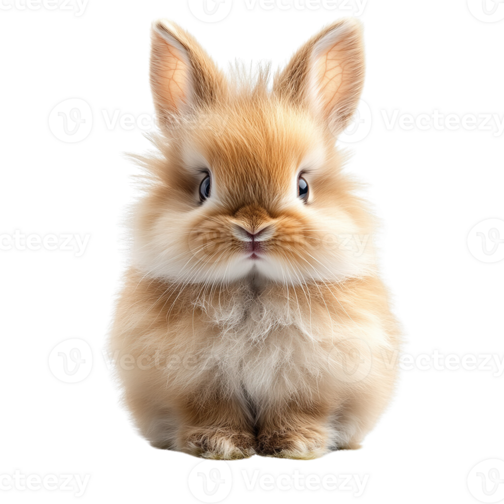 Adorable Fluffy Rabbit Sitting on Transparent Background with Cute Expressions and Soft Fur Isolated on Transparent Background png